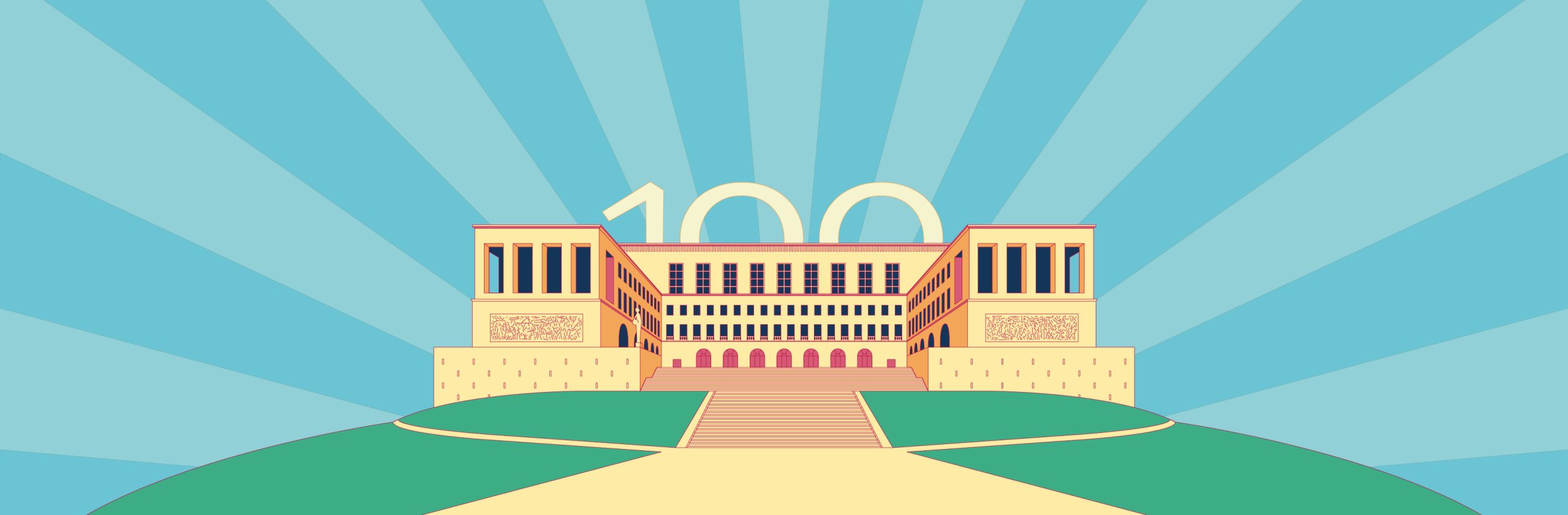 immagine di campagna #100UniTS, illustrazione dell'Ateneo